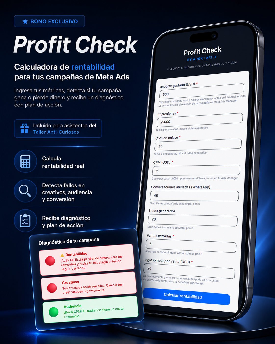 Profit Check — Calculadora de rentabilidad para campañas de Meta Ads